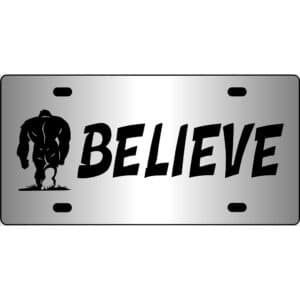 Believe In Bigfoot Mirror License Plate
