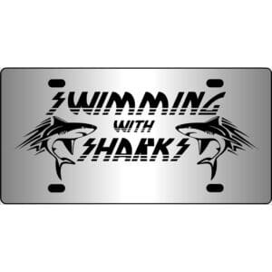 Swimming With Sharks Mirror License Plate