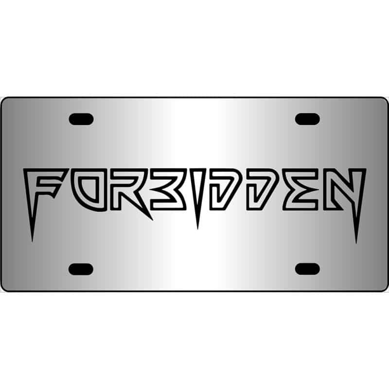 Forbidden Band Logo Mirror License Plate